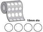 Thermal transfer labels, self adhesive paper, 15mm diameter.