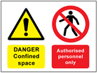Danger confined space, authorised personnel only safety sign.