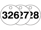 Plastic valve tags, numbered 326-350