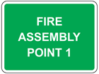 Fire assembly point, with number or letter as required sign