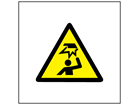 Risk of overhead hazard symbol safety sign.