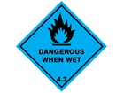 Dangerous when wet, class 4.3, hazard diamond label