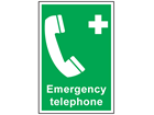 Emergency telephone symbol and text safety sign.