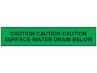 Caution surface water drain below tape.