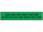 Caution surface water drain below tape.