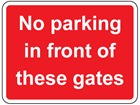 No parking in front of these gates sign