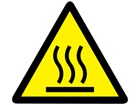 Hot surface warning symbol label.