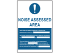 Noise assessed area symbol and text safety sign.