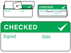 Checked write and seal labels.