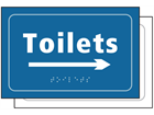 Toilets, arrow right sign.