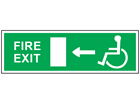 Disabled fire exit, arrow left safety sign.