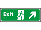 Exit, running man, arrow up right sign.