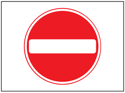 No entry symbol only temporary road sign.