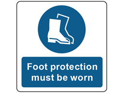 Foot protection must be worn symbol and text safety label.