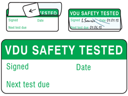 VDU safety tested write and seal labels.