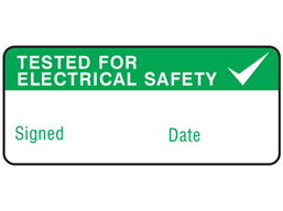 Tested for electrical safety label equipment label.
