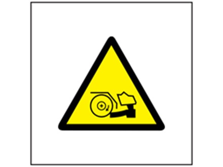 Foot trap hazard symbol safety sign.