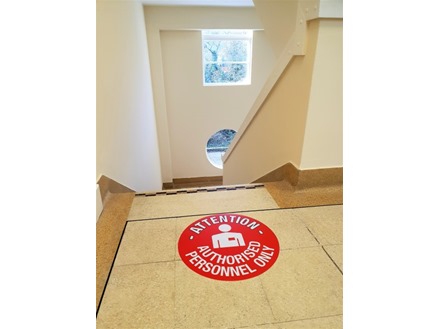 Attention authorised personnel only floor marker