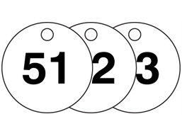 Plastic valve tags, numbered 51-75