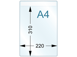 Document pocket, A4 vertical, with self adhesive fixing