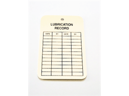 Lubrication record tag.