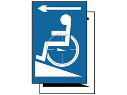 Disabled ramp symbol, arrow left sign.