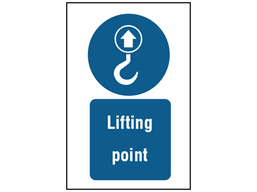 Lifting point symbol and text safety sign.