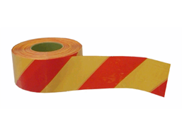 Heavy duty barrier tape, red and yellow chevron.