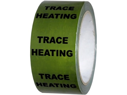 Trace heating pipeline identification tape.