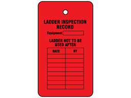 Ladder inspection record tag.