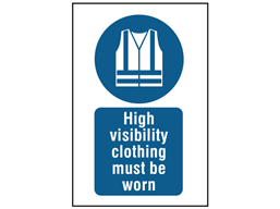 High visibility clothing must be worn symbol and text safety sign.