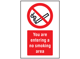 You are entering a no smoking area symbol and text safety sign.