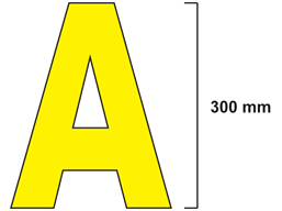 Thermoplastic letter and number marker, 300mm high