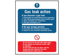 Gas leak action safety sign.