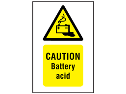 Caution battery acid symbol and text safety sign.