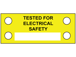 Tested for electrical safety cable tie tag.