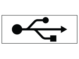 USB symbol label.