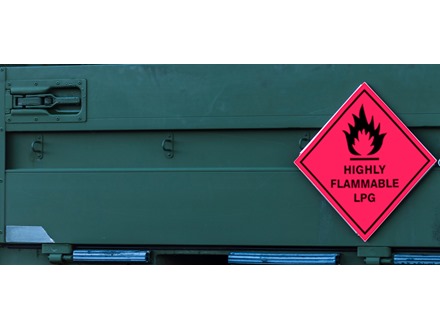 Highly flammable lpg hazard warning diamond sign