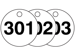 Plastic valve tags, numbered 301-325