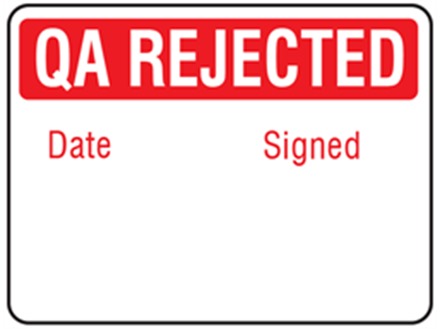 Jumbo QA Rejected label - 250 pack