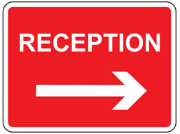 Reception, arrow right sign