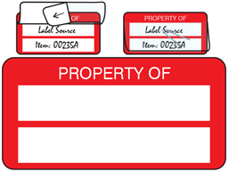 Property asset label, not numbered, self laminating