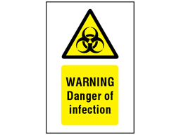 Warning danger of infection symbol and text safety sign.
