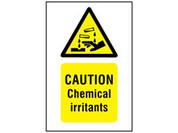 Caution chemical irritants symbol and text safety sign.