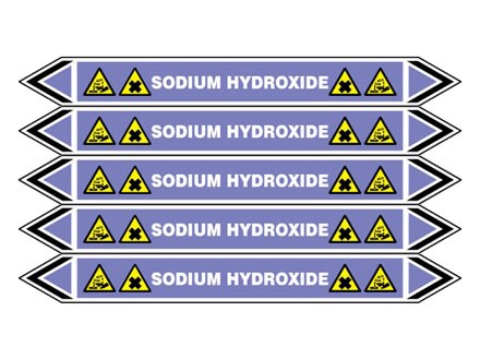 Sodium hydroxide flow marker label.