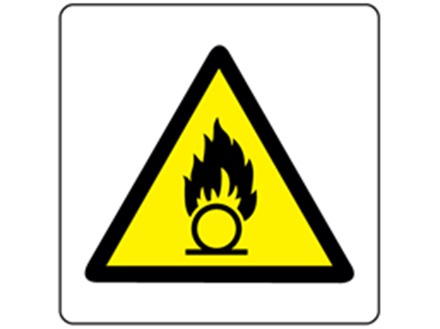 Caution risk of oxidising symbol label.