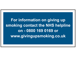 NHS smoking helpline sign