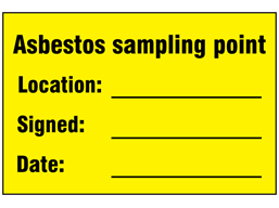 Asbestos sampling point location safety label.