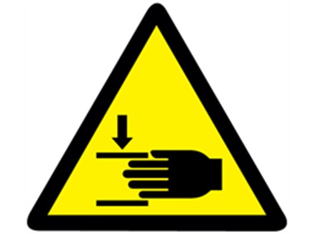 Finger trap symbol warning labels.