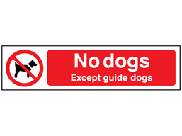 No dogs except guide dogs, mini safety sign.